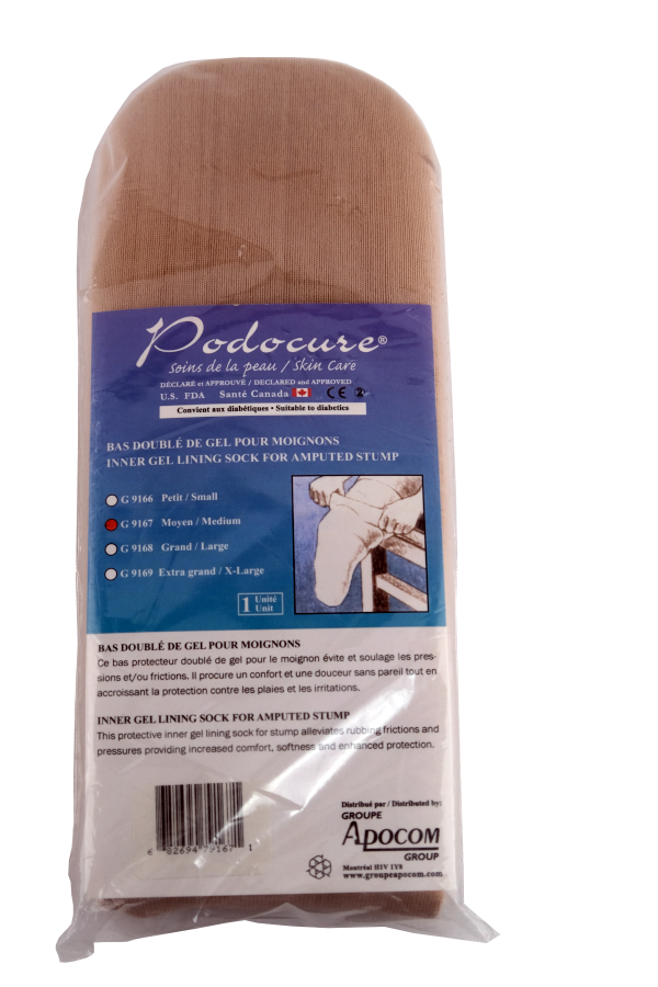 PODOCURE® Iner Gel Lining Sock For Amputed Stump - Large