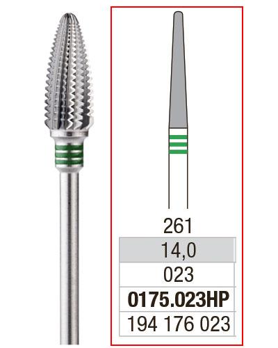 *EDENTA® Fraise aiguille en carbure de tungstène - denture simple avec section transversale (bague verte)