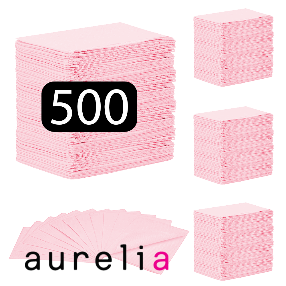 AURELIA® Bavettes (3 plis) 2 plis de papier & 1 pli de polyéthylène (500) ROSE