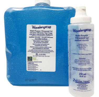 WAVELENGTH® Gel pour Ultrasons tout usage Bleu (5 L + Bouteille vide de 250 ml)