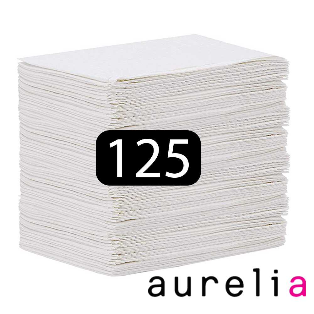 AURELIA® Bavettes (3 plis) 2 plis de papier & 1 pli de polyéthylène (125) BLANC 