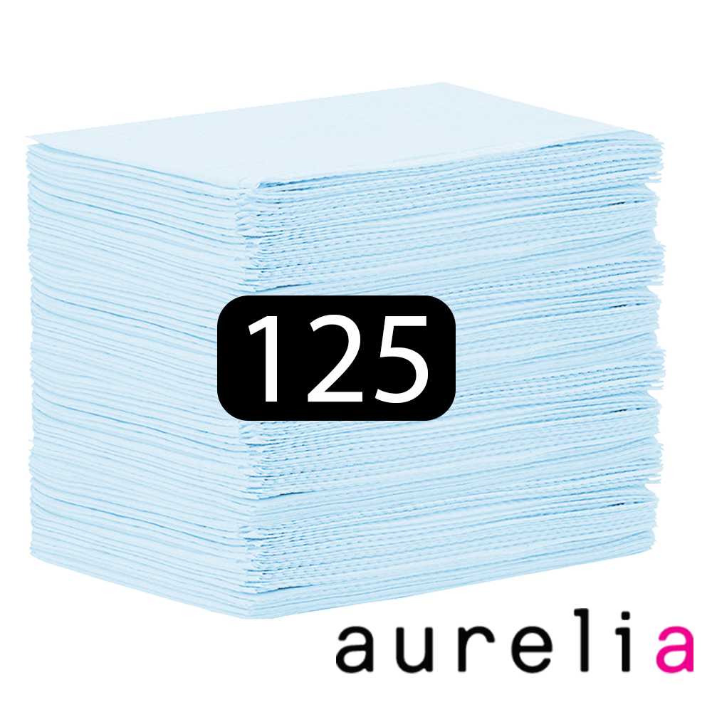 AURELIA® Bavettes (3 plis) 2 plis de papier & 1 pli de polyéthylène (125) BLEU 