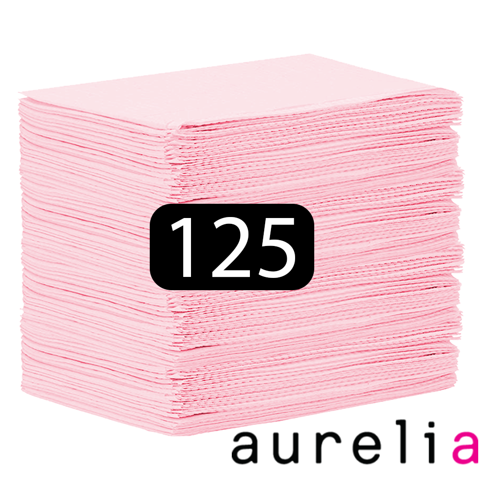 AURELIA® Bavettes (3 plis) 2 plis de papier & 1 pli de polyéthylène (125) ROSE 