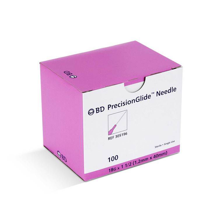 BD® PRECISIONGLIDE™ Aiguilles stériles (100) 18G x 1½" u.u. 