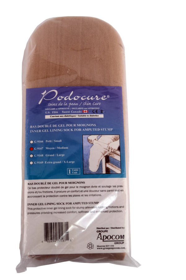 PODOCURE® Bas doublé de gel pour moignon ou jambe amputée - Petit