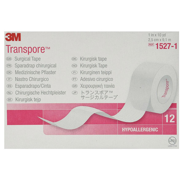 3M® Transpore™ Ruban chirurgical adhésif - Sparadrap (12) 1 pouce x 10 verges