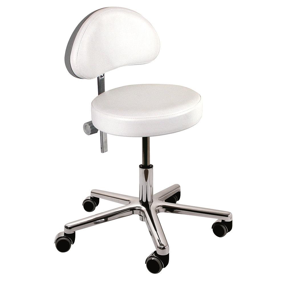 **BENTLON® tabouret rond Silver Plus avec support dorsal - Blanc