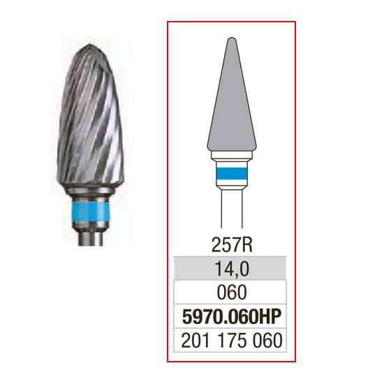 *EDENTA® Fraise conique pointue en carbure de tungstène - denture hélicoïdale régulière (bague bleue)