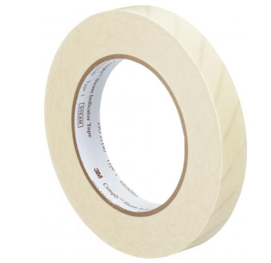 [53M1322-18MM] 3M® COMPLY™ Ruban Indicateur pour stérilisation à la vapeur (0,75 pouces x 60 verges) BEIGE