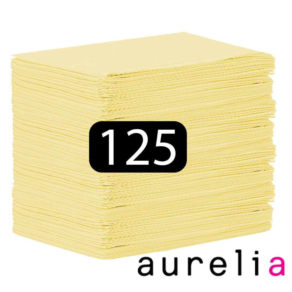 [52006-1] AURELIA® Bavettes (3 plis) 2 plis de papier & 1 pli de polyéthylène (125) JAUNE 