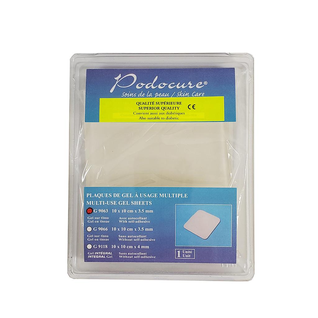 [7G9063] PODOCURE® Multi-Use Gel sheets (10 cm x 10 cm x 3,5 mm) self-adhesive tape