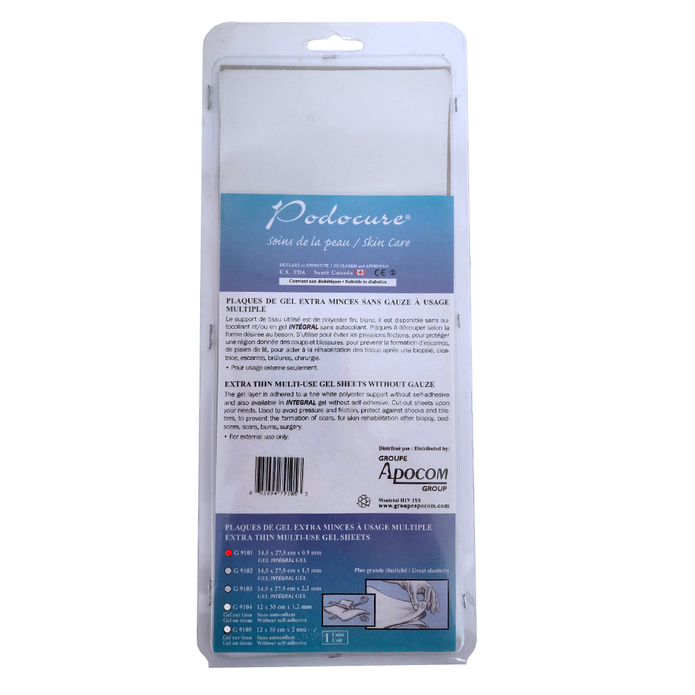 [7G9101] PODOCURE® Extra Thin Multi-Use Gel Pad (14,5 cm x 27,5 cm x 0,9 mm)