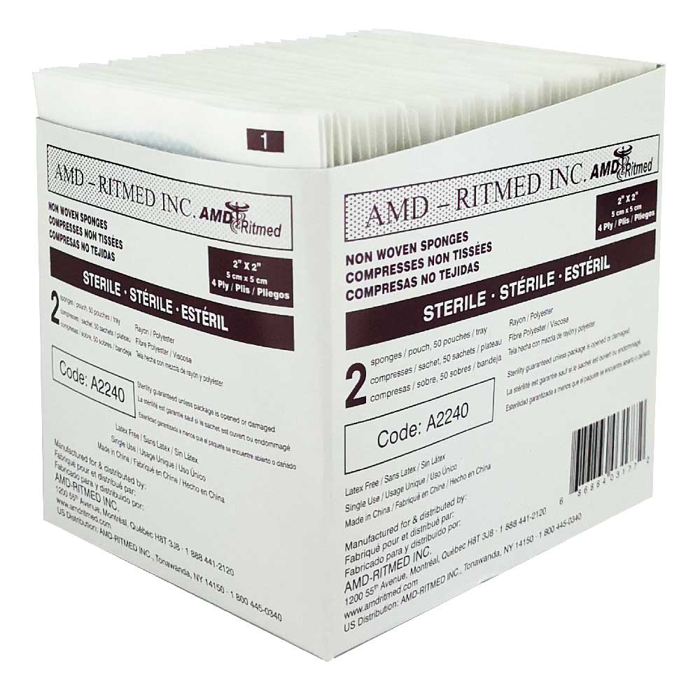 [A2240] AMD RITMED® Sterile compresses 2"x 2" (50 bags of 2)