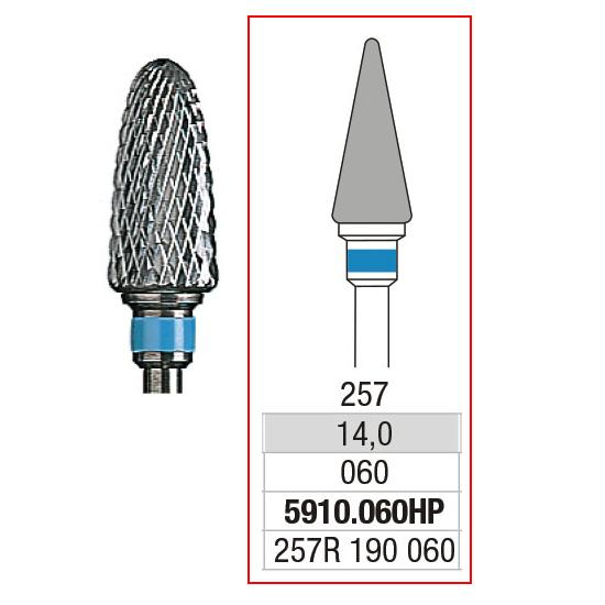 [2E5910060] *EDENTA® Fraise conique pointue en carbure de tungstène - denture croisée régulière (bague bleue)