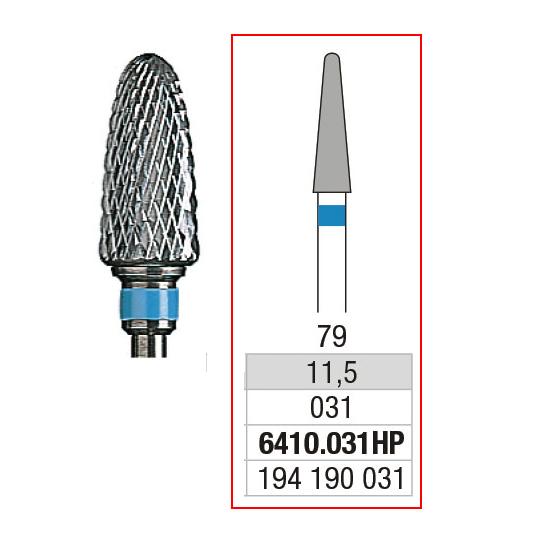 [2E6410031] EDENTA® Conical shaped carbur bur w/ standard helicoidal cut (blue tag)