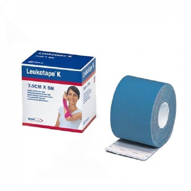 [3BSN7297822] BSN® LEUKOTAPE® K - Bande adhésive élastique (7.5 cm x 5 m) - Bleu
