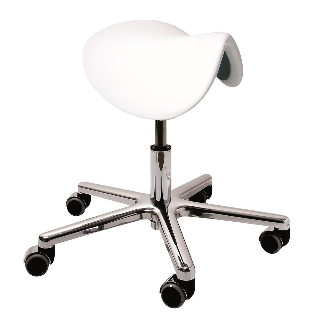 [250190.100] BENTLON® Ergo Silver stool sealed on horseback without back support - White