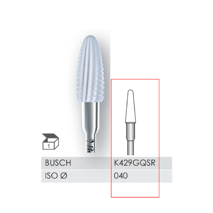 [2K429GQSR040] BUSCH® Ceramic Bur - Coarse straight cut Cross cut 