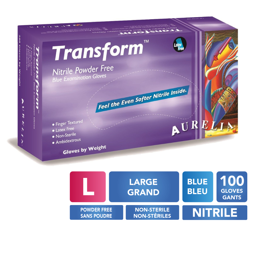 [59889A8] AURELIA® Transform® Powder-Free Nitrile Gloves - Large (100) Blue