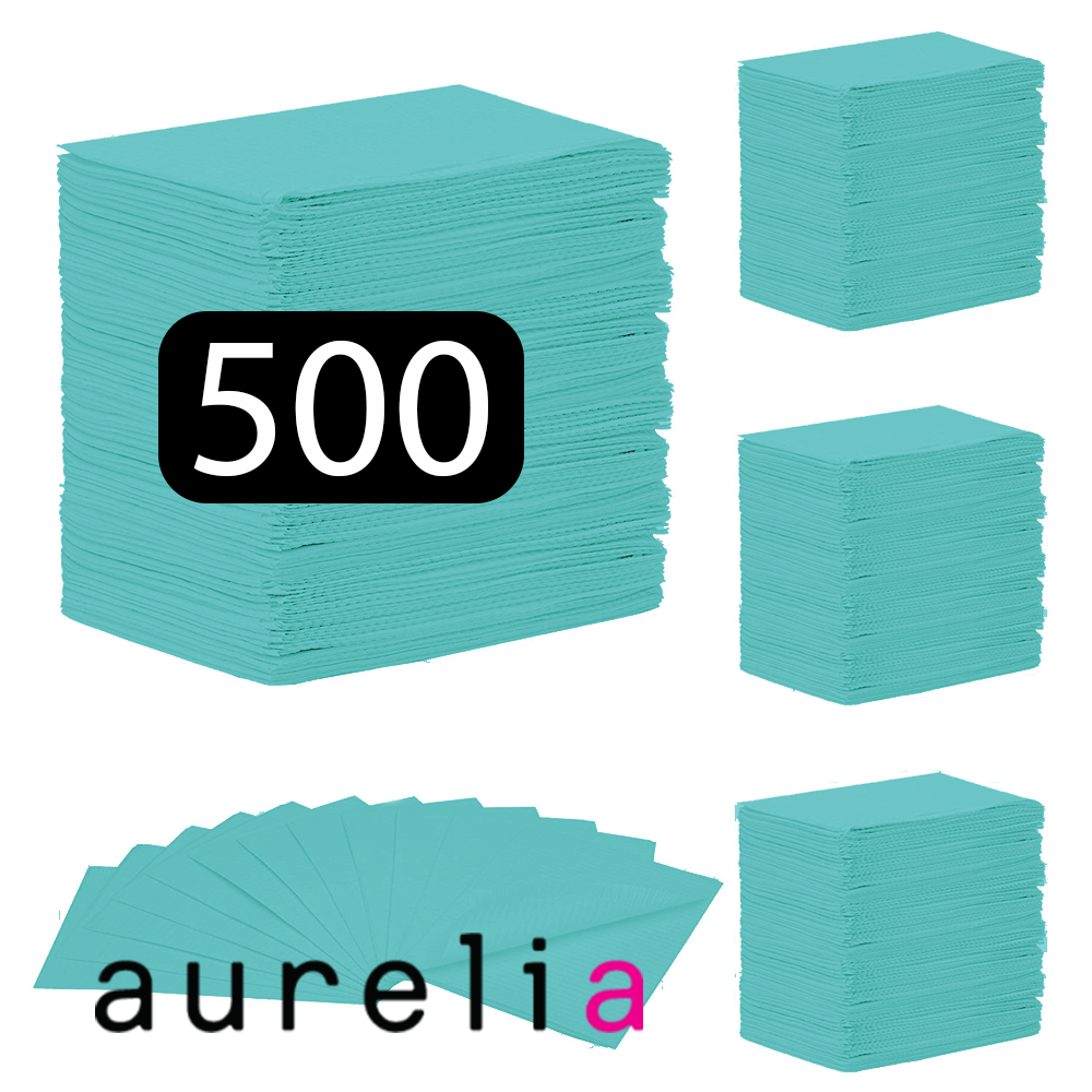 [52007] AURELIA® Bibs (3-ply) 2 ply of tissue & 1 ply poly (500) AQUA